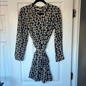 Zara Black and White Tie Front Dress